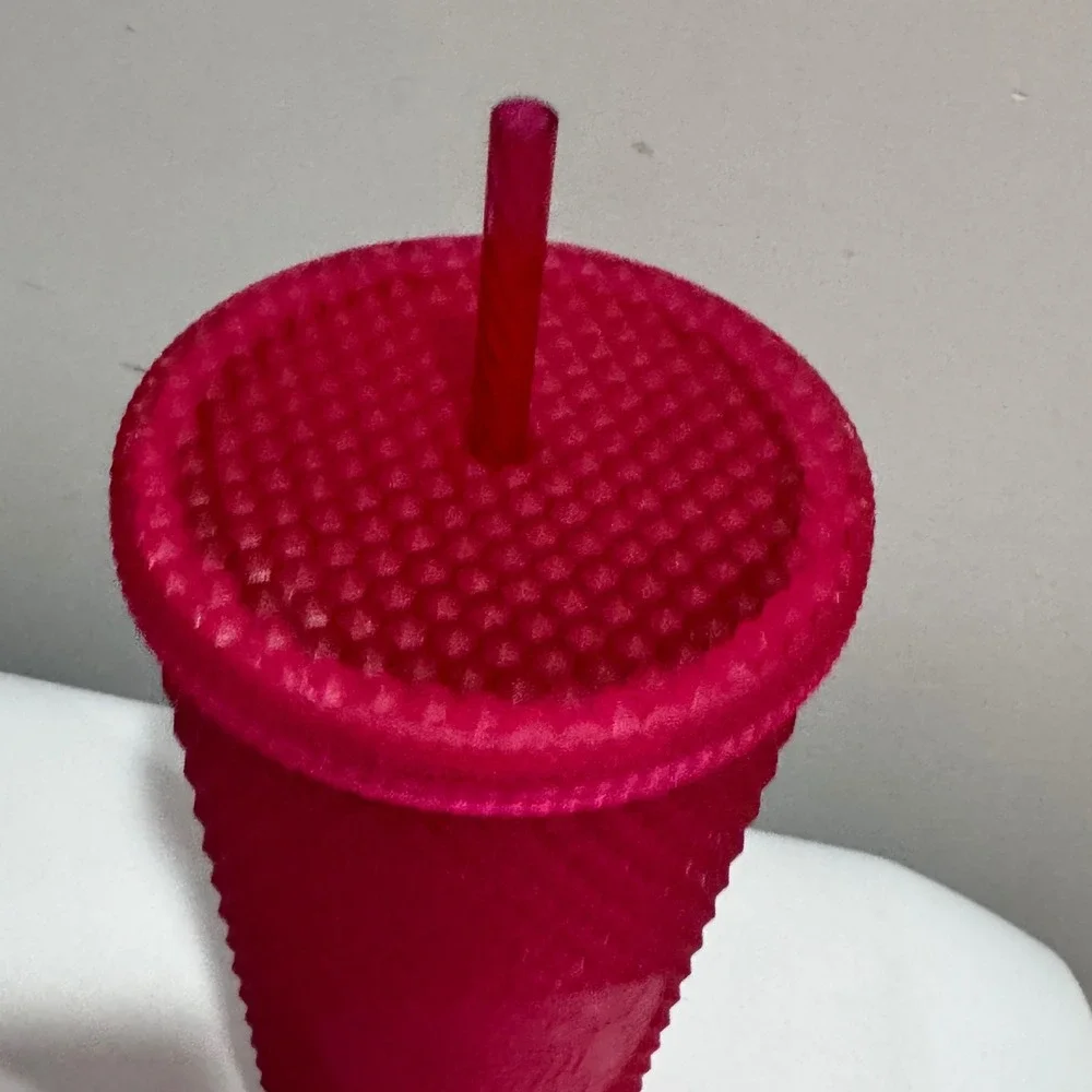 Starbucks Tumbler Cold Cup 24oz Venti Pink Excellent Studded Matte Honeycomb
